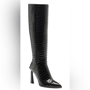 Vince Camuto Pelsna Black Leather Snakeskin Knee High Boot *BRAND NEW*